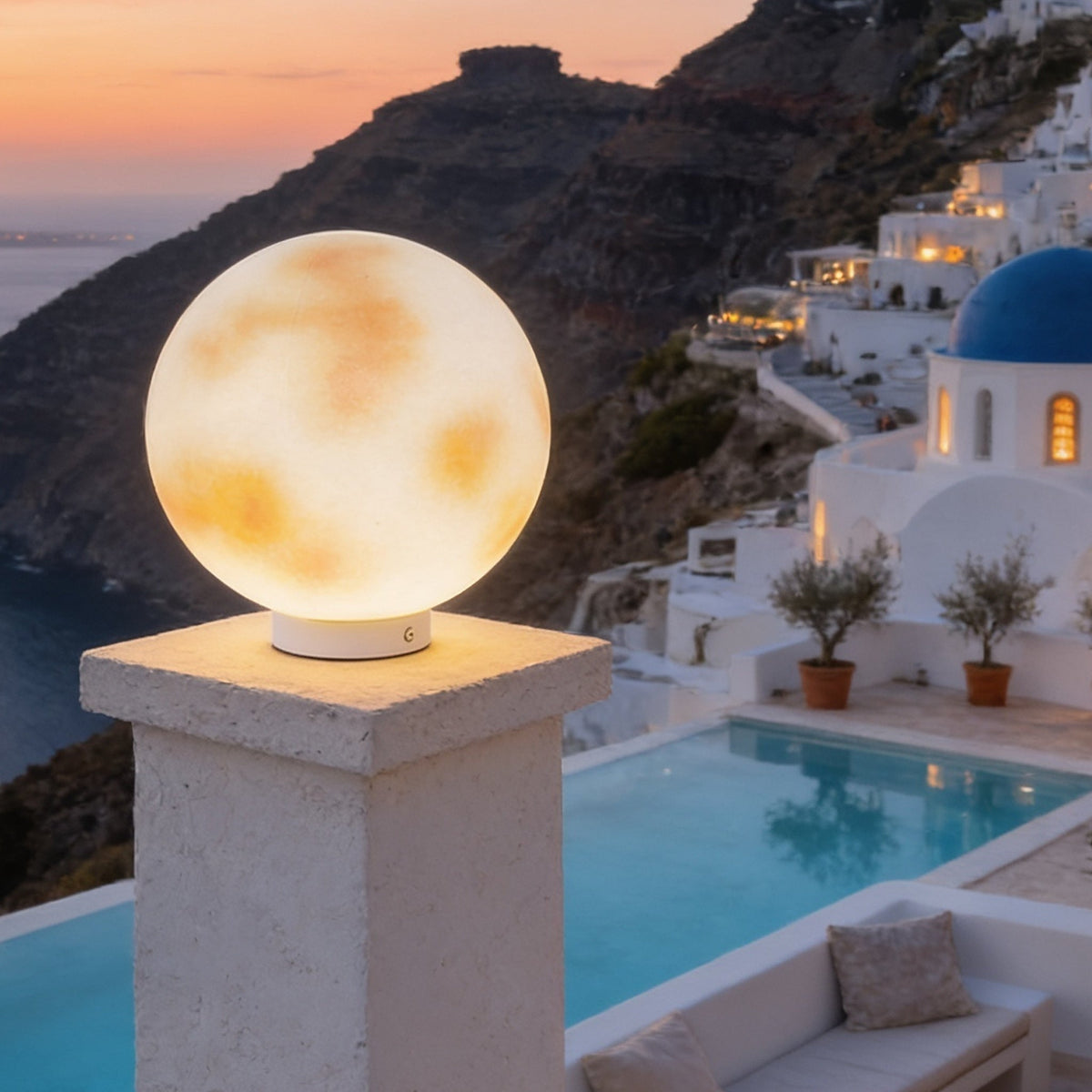 Selene Garden Set – Lunette Moon Pillar Light, in the space