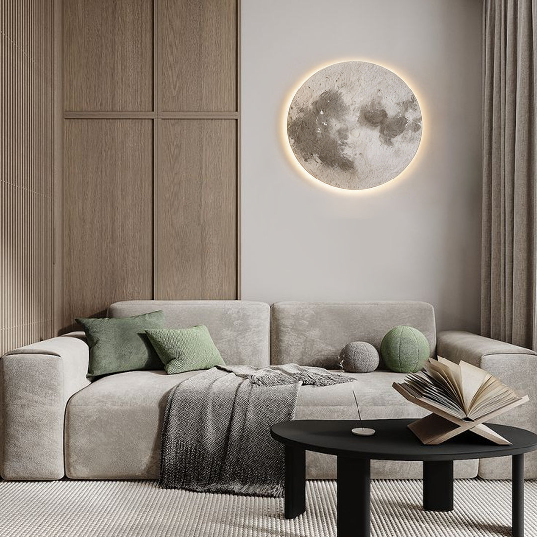 Crescent Moon Wall Light, Sandstone LED Wall Art Panel