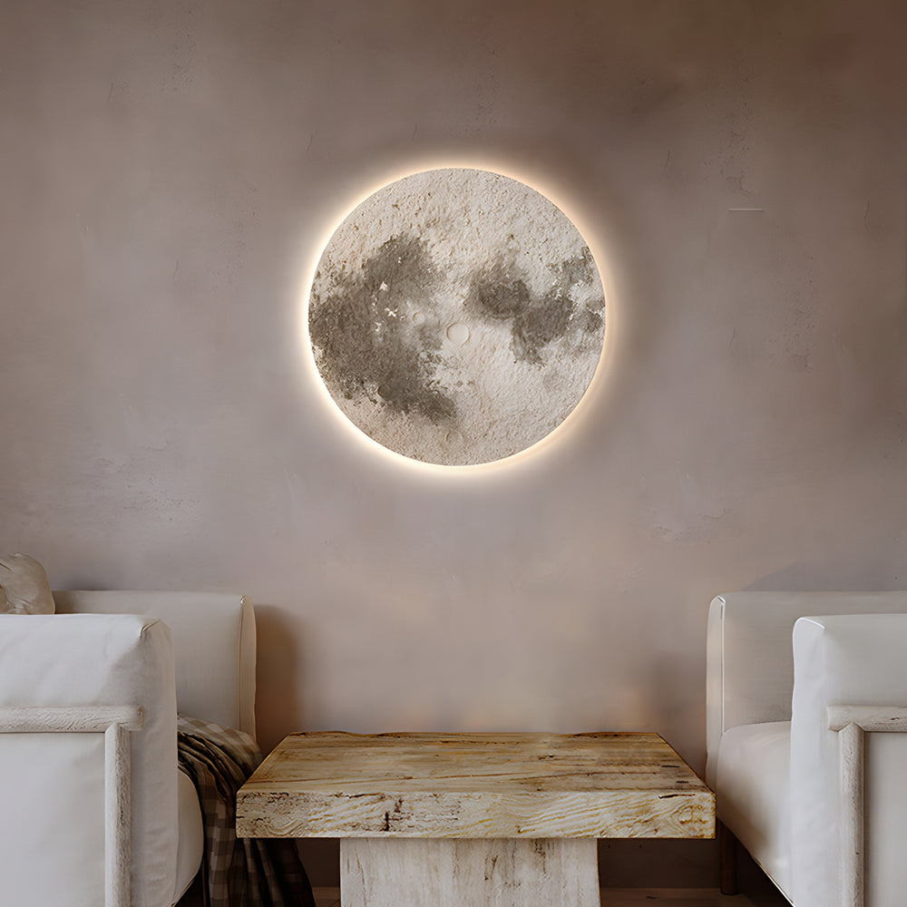 Crescent Moon Wall Light, Sandstone LED Wall Art Panel