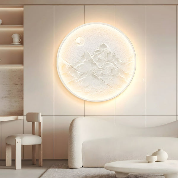 Mountain Moon Round LED Wall Art
