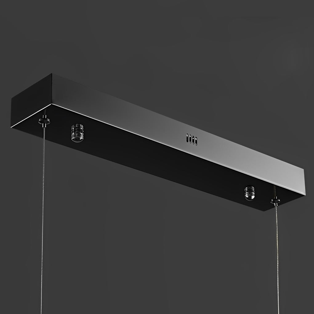 Mountain Ridge LED Linear Chandelier, Polished Metal Island Light