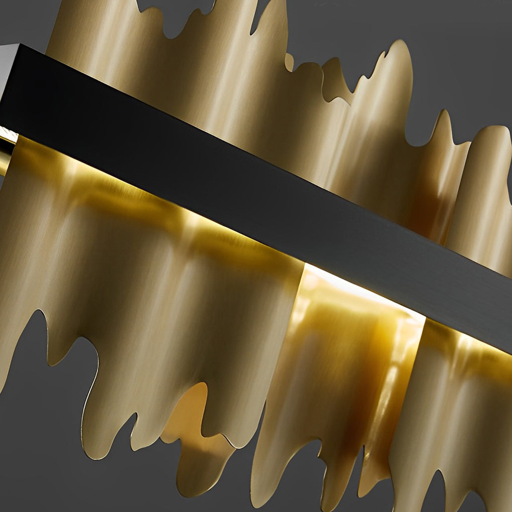 Mountain Ridge LED Linear Chandelier, Polished Metal Island Light