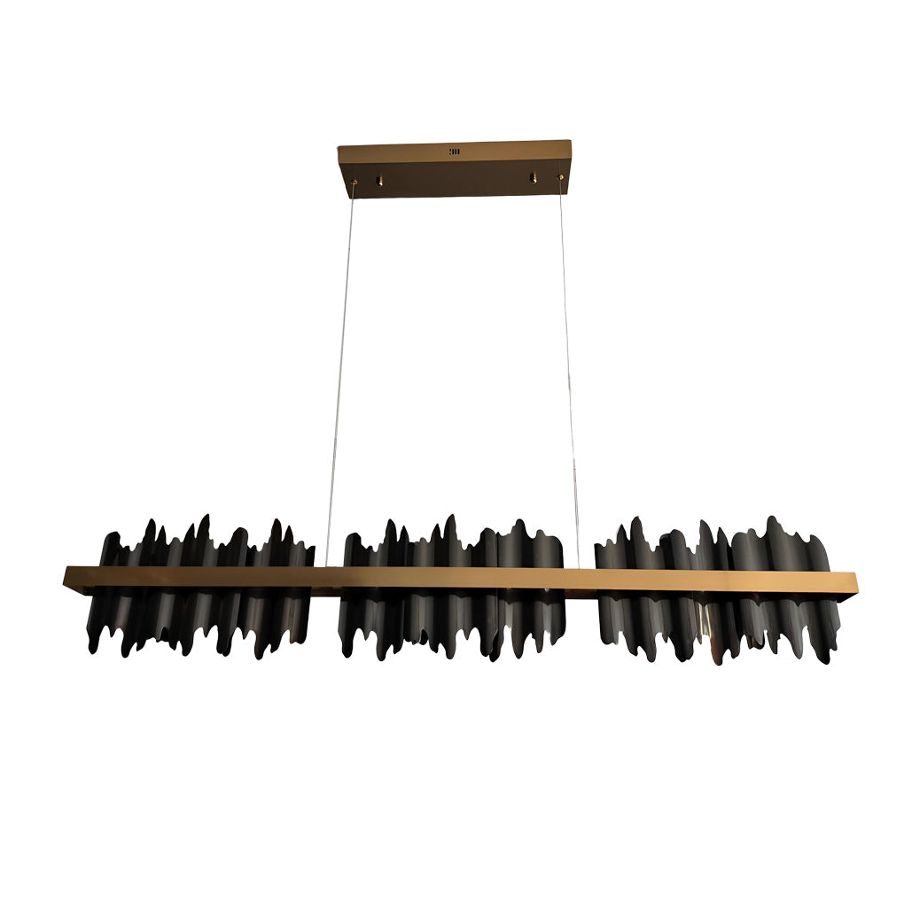 Mountain Ridge LED Linear Chandelier, Polished Metal Island Light