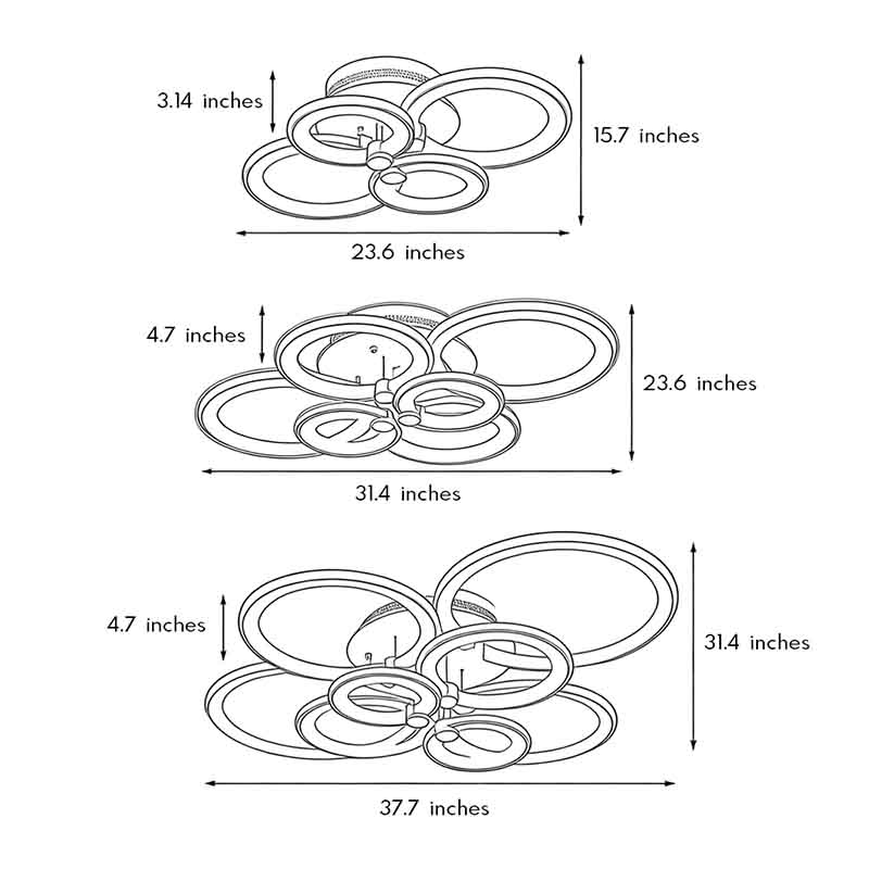 Overlapping Rings LED Ceiling Light, Acrylic Semi Flush Mount 26