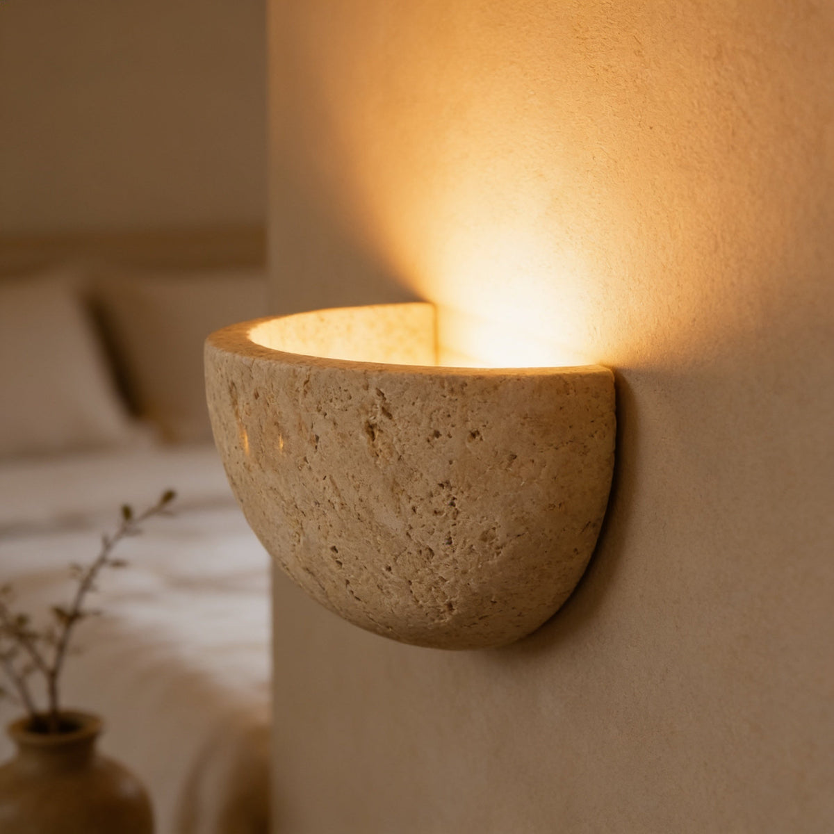 Mesa Spa Set – Travertino Stone Wall Sconce