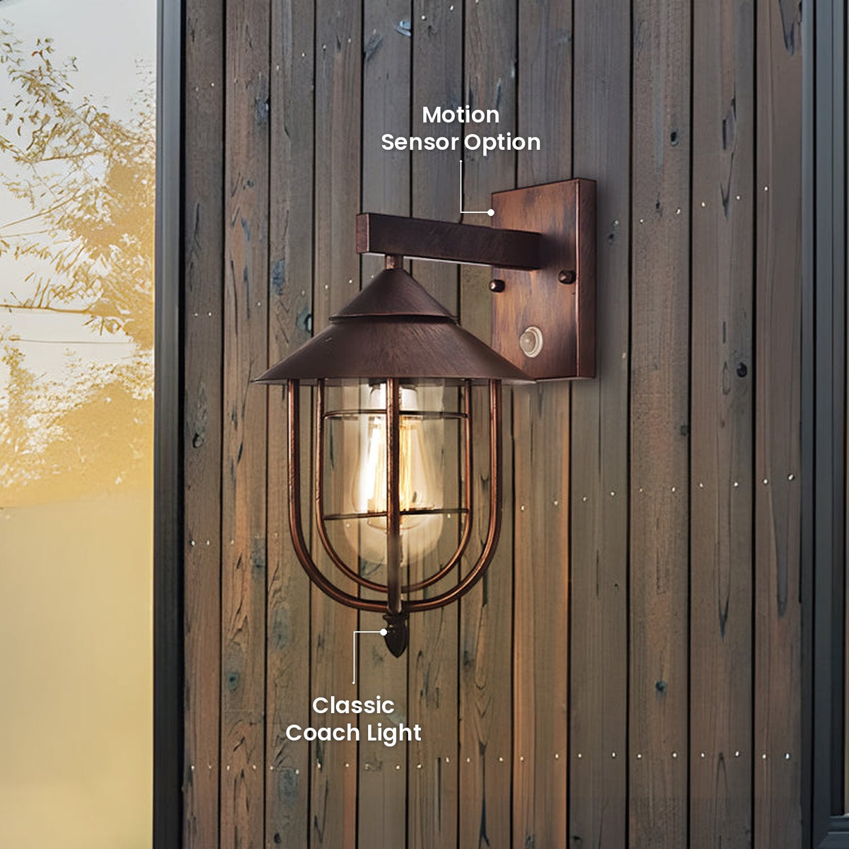 Nautical Wall Sconce: Classic Coach Light, Motion Sensor Option