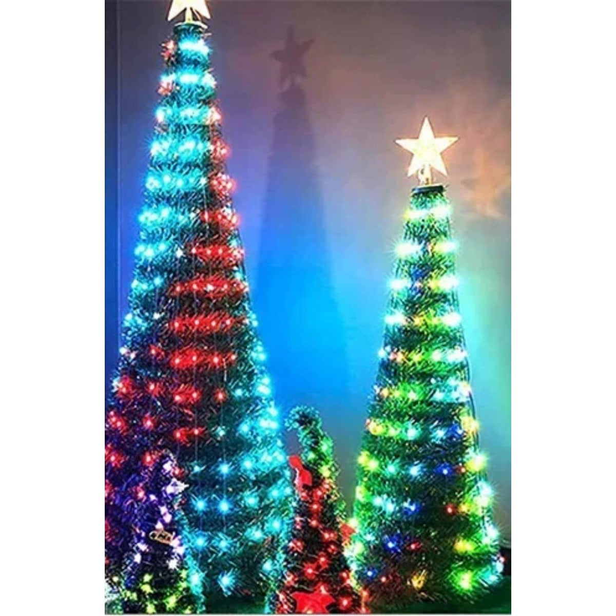 RGB string lights on Christmas trees