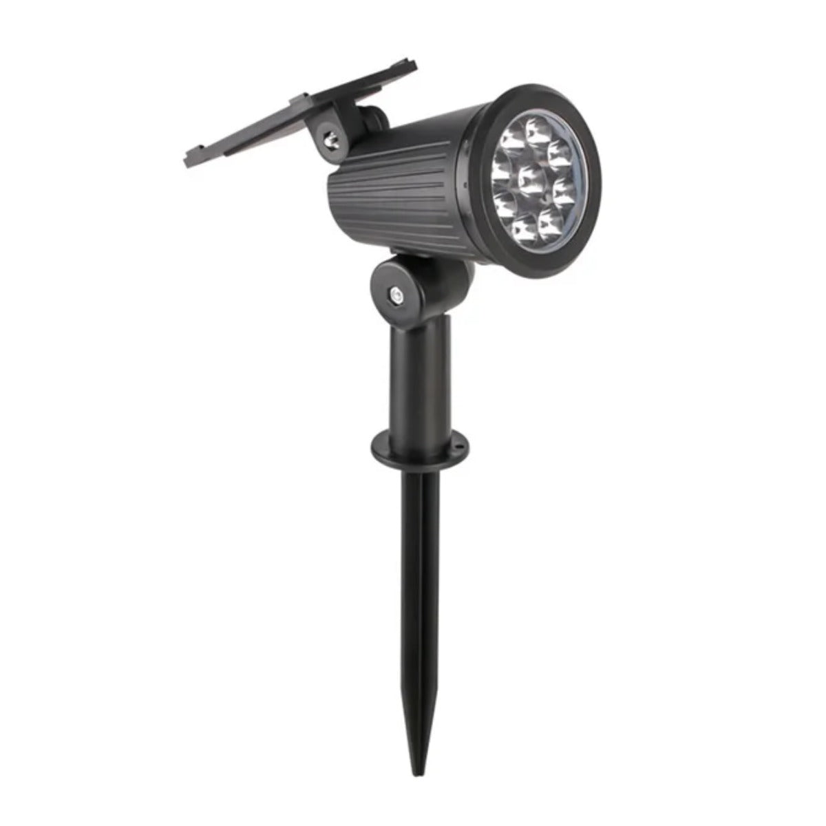 Adjustable solar garden spotlight with stake