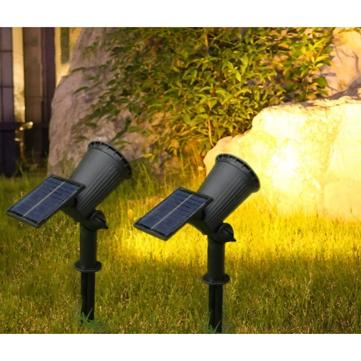 Solar landscape spotlights warm light