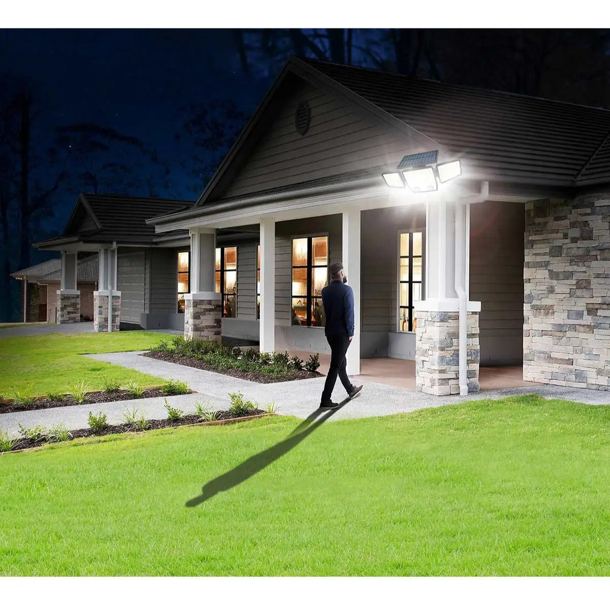 Solar motion light over doorway