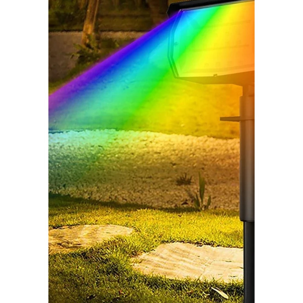 RGB solar spotlight lighting path at night