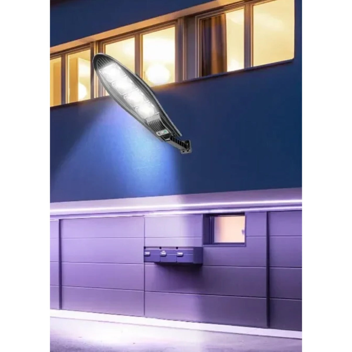 Solar street light on purple wall