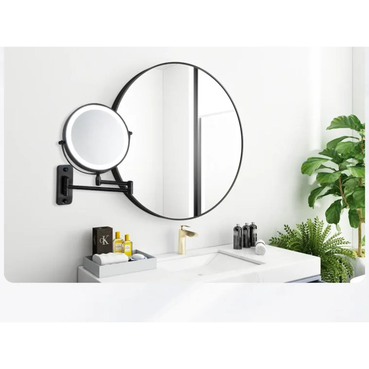 Extendable shower mirror over vanity