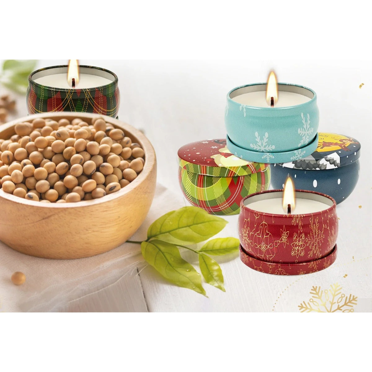 Christmas scented candle tins