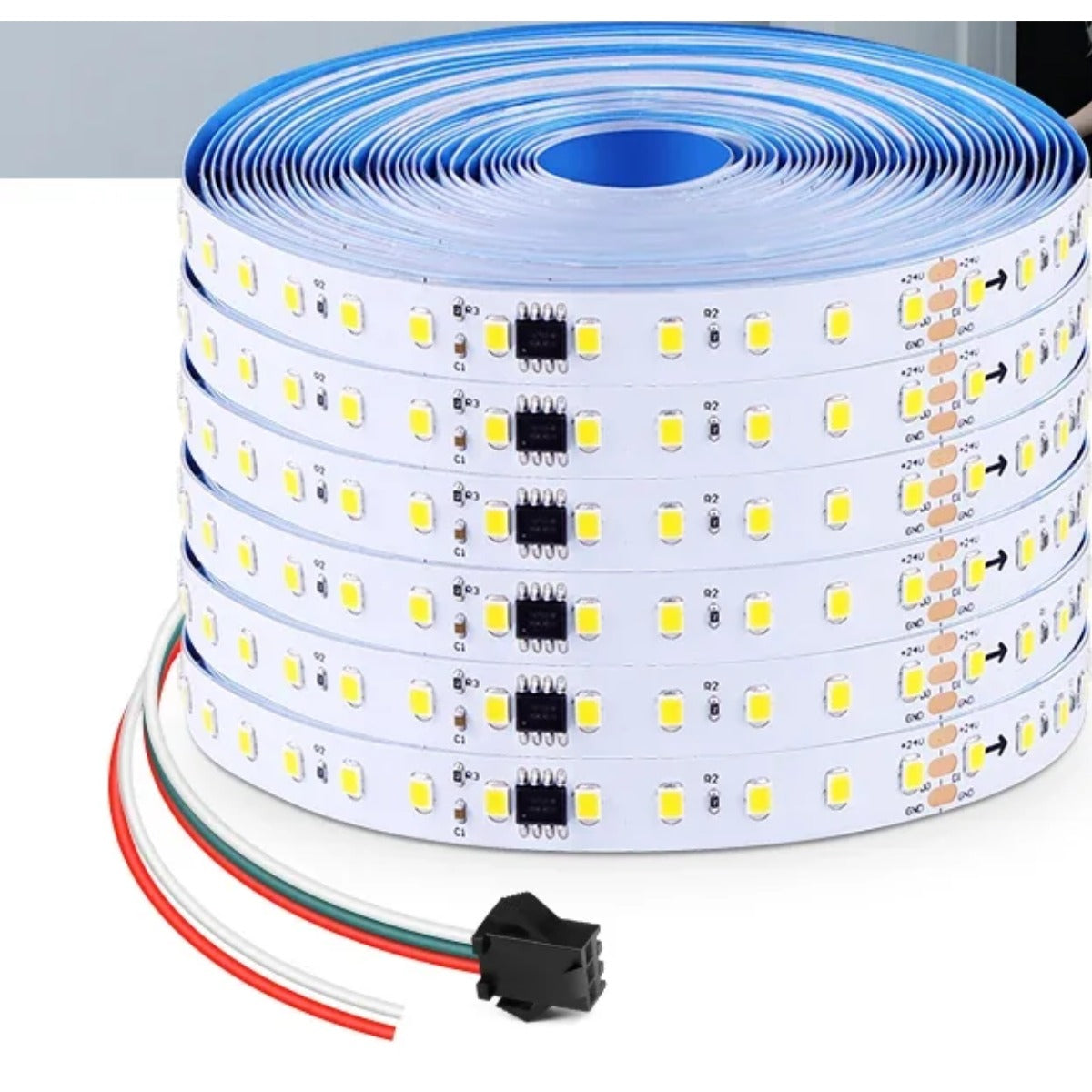 LED strip reel with connector