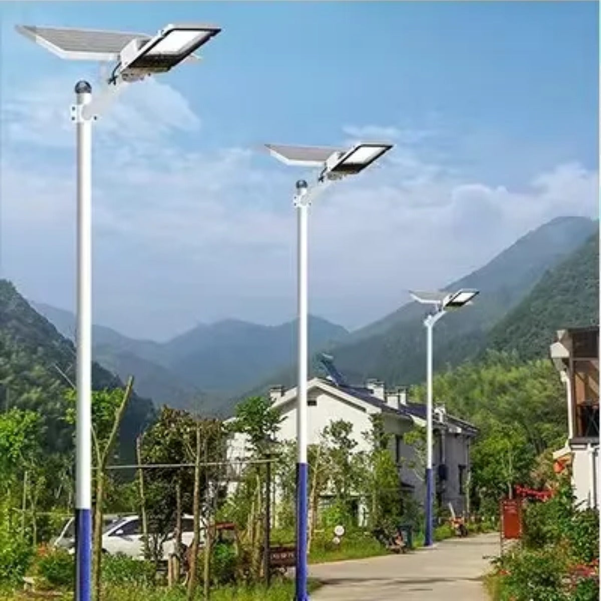 Solar street lights mountain road