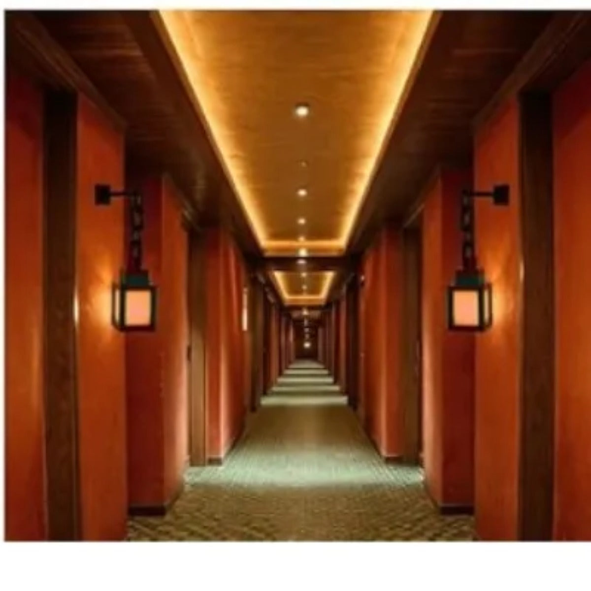 Pixel lanterns in corridor
