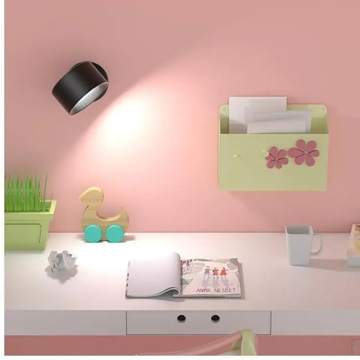 Wall lamp over desk