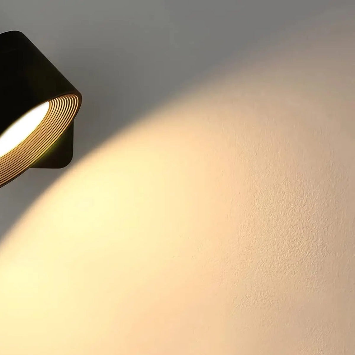 Black wall lamp glow close up