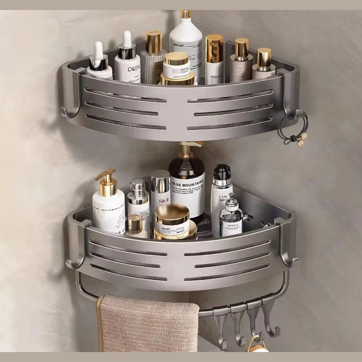 No Drill Bathroom Corner Shelf