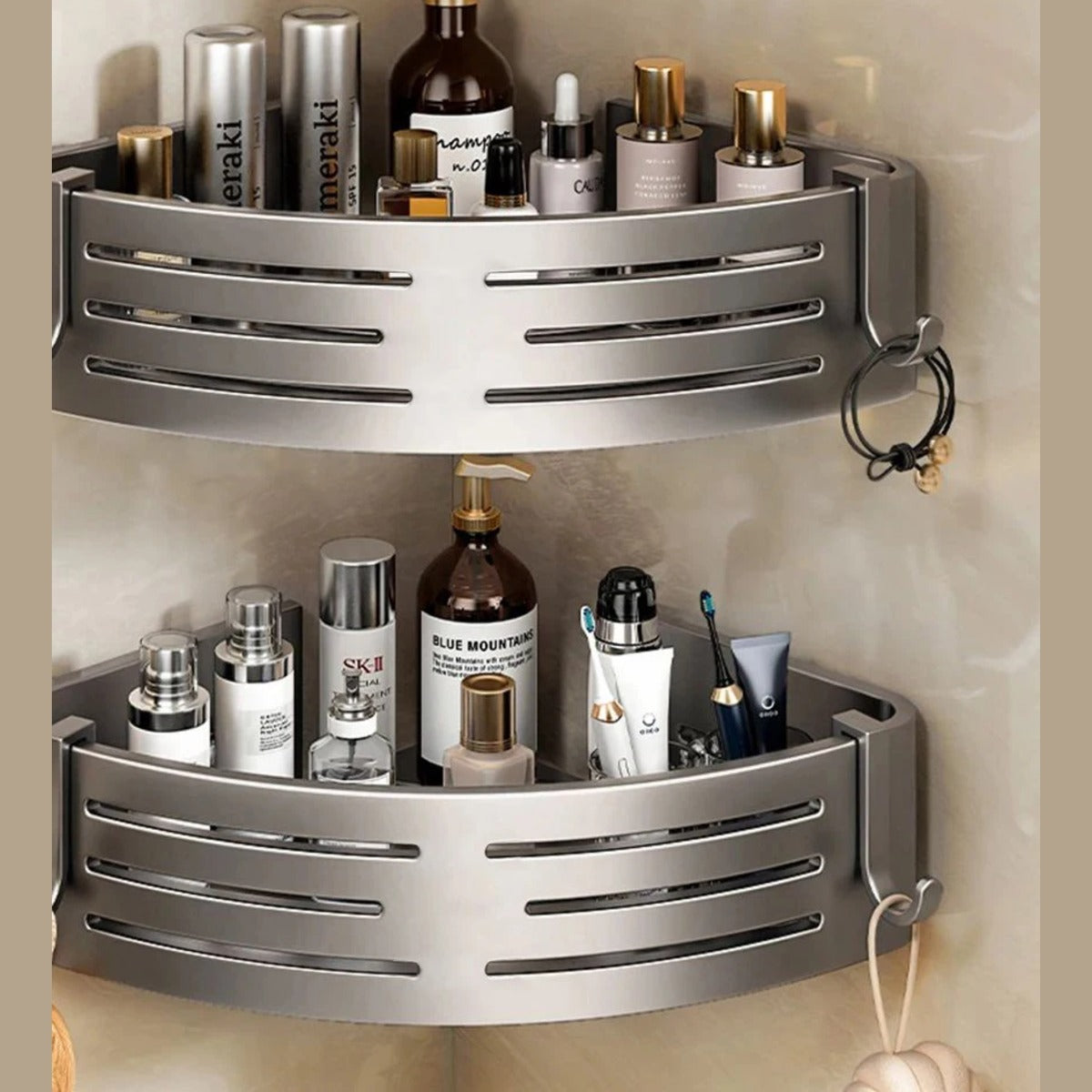 No Drill Bathroom Corner Shelf