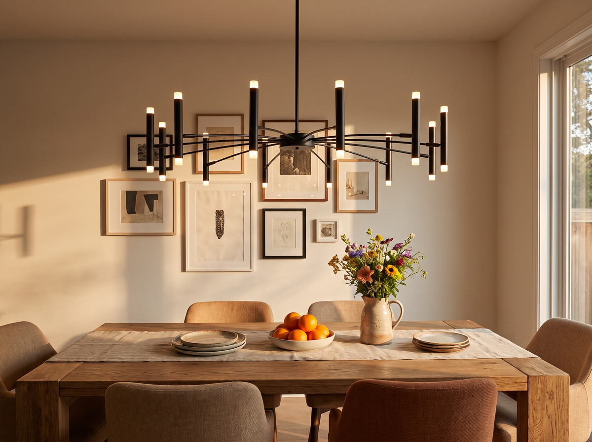 Dining Room lit in the evening, inspiration image