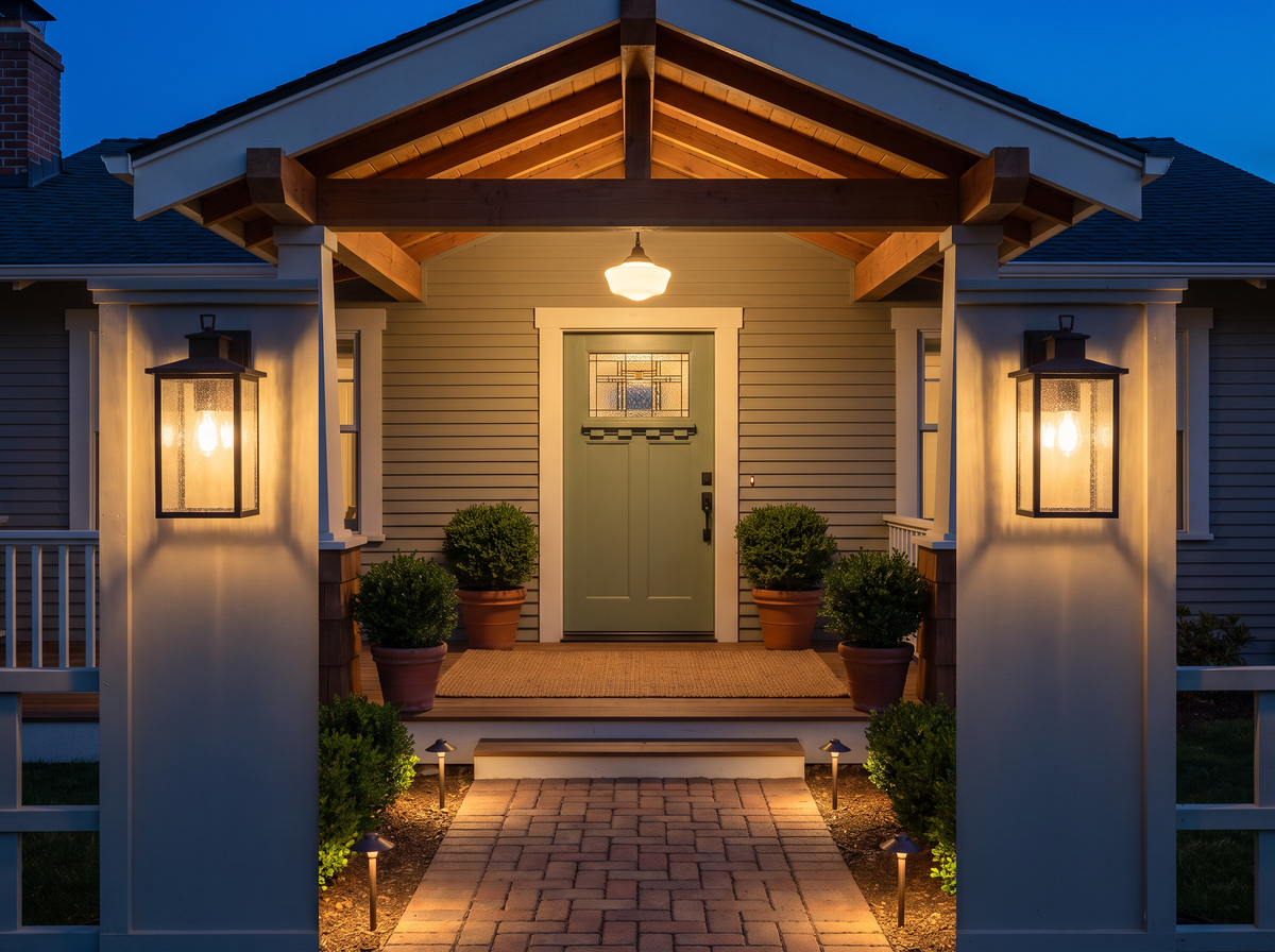 Front Porch lit in the evening, inspiration image
