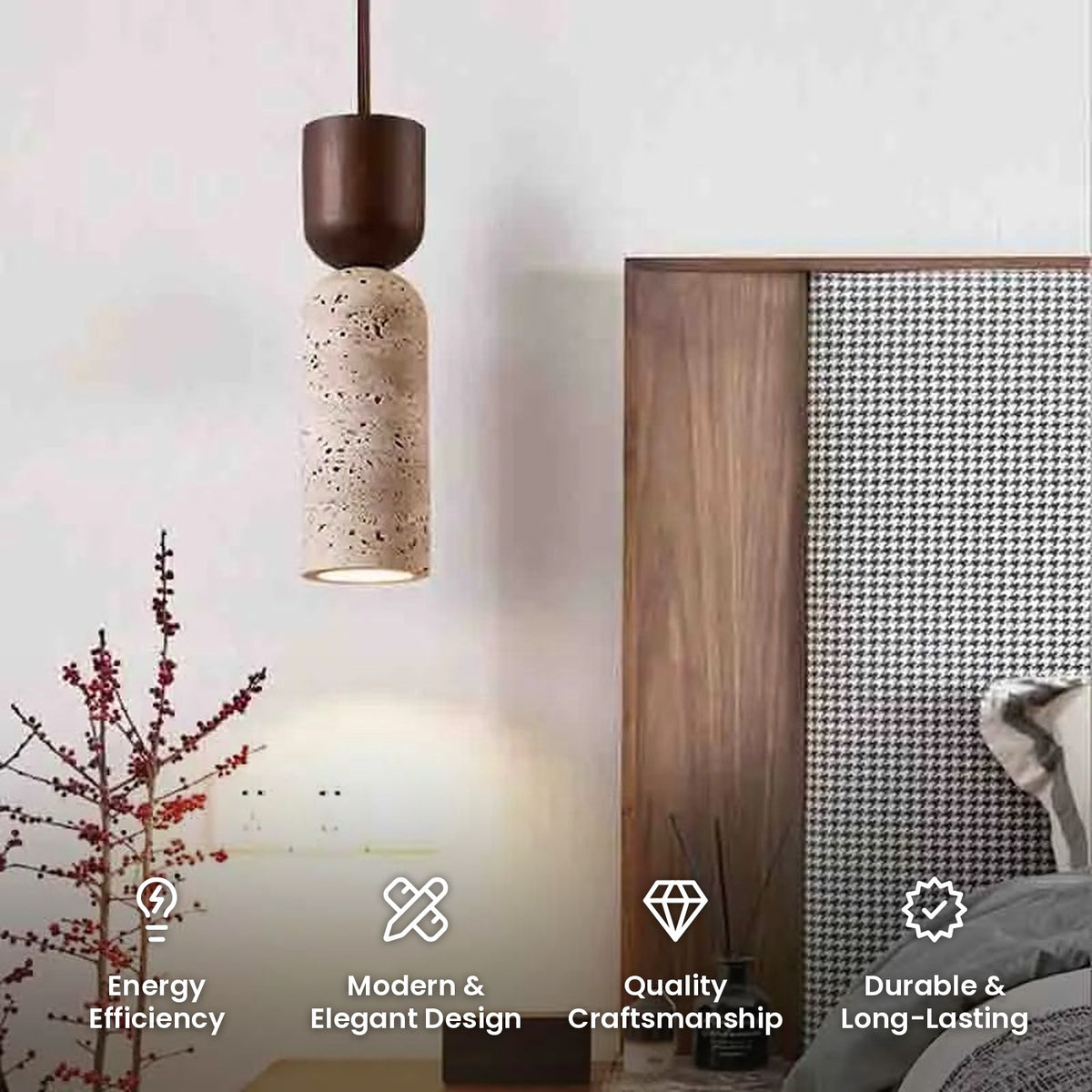 Cream Stone Tube Pendant Light: energy efficiency, modern and elegant design, quality craftsmanship, durable and long-lasting