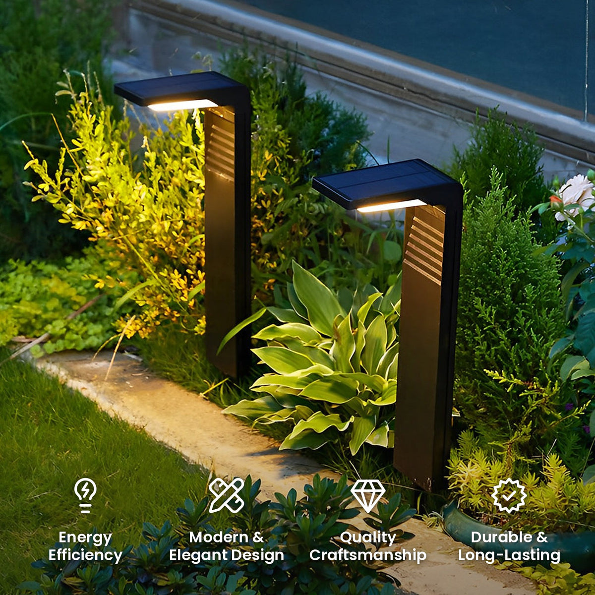 Smart Solar Lawn Post Light: energy efficiency, modern and elegant design, quality craftsmanship, durable and long-lasting