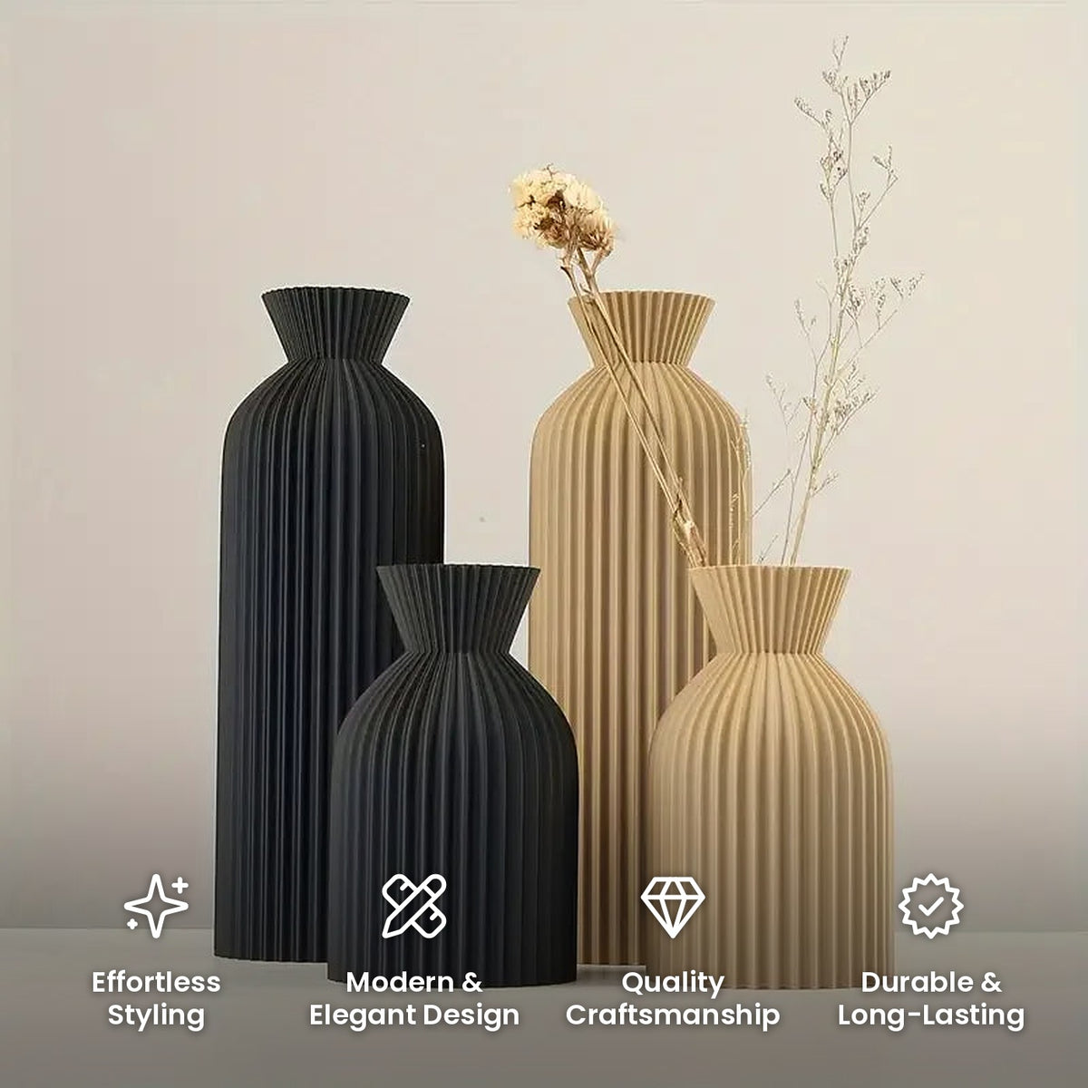 Elegant Black Boho Vase: effortless styling, modern and elegant design, quality craftsmanship, durable and long-lasting