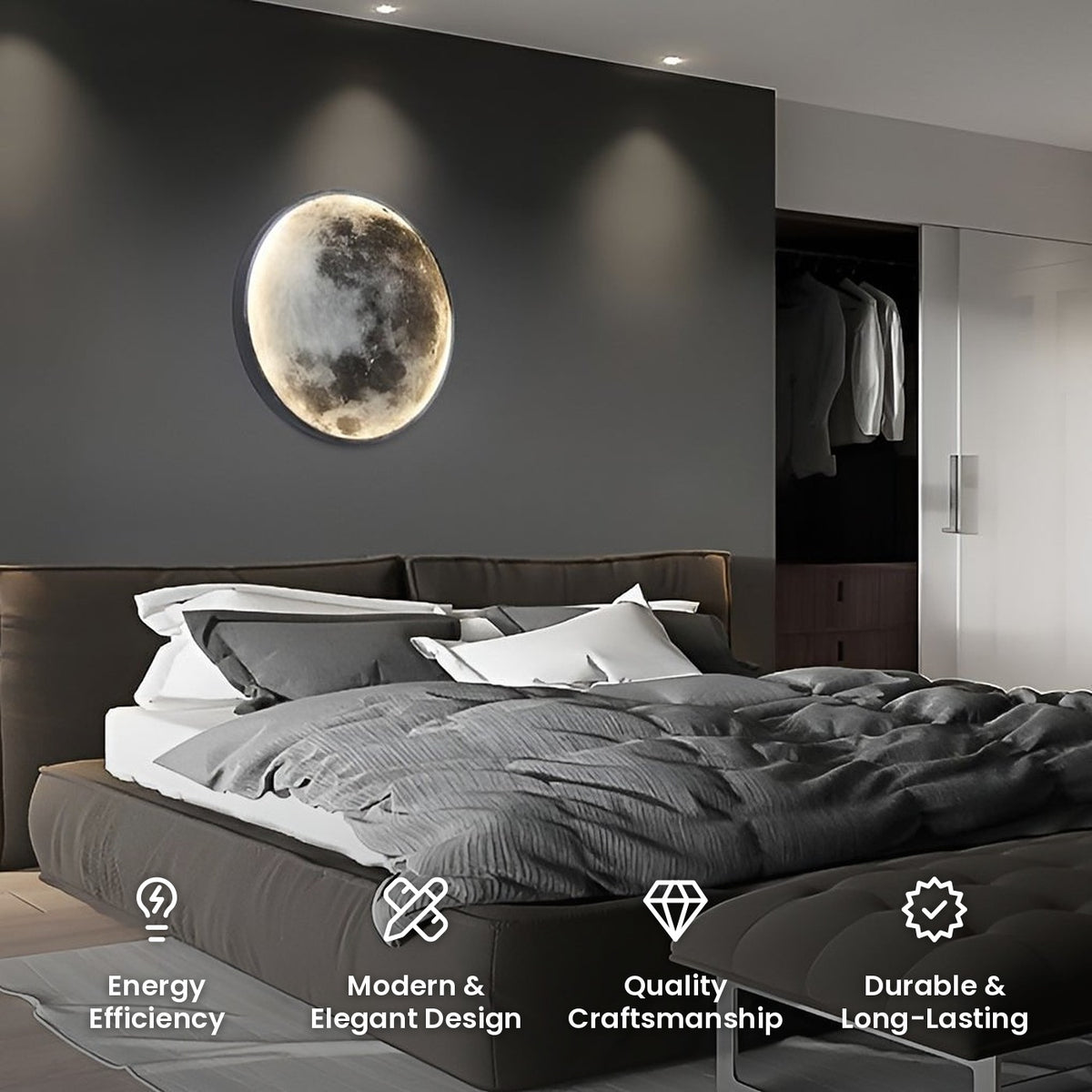 Full Moon Wall Lamp: energy efficiency, modern and elegant design, quality craftsmanship, durable and long-lasting
