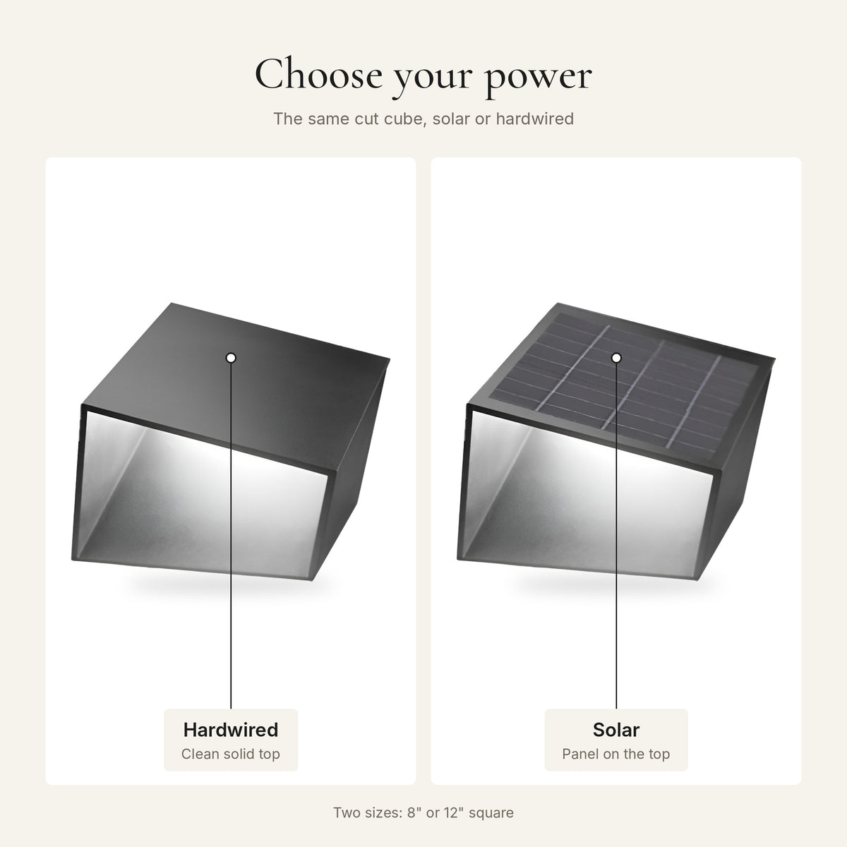 Cut Cube Ground Light finishes: Hardwired, Solar