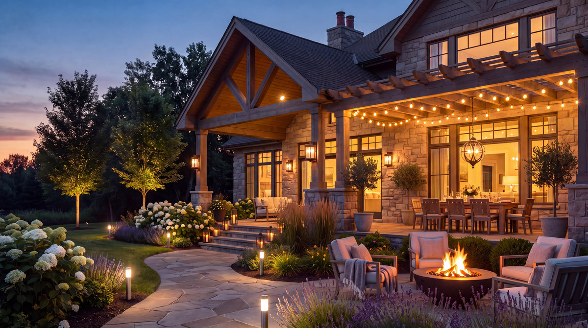 Patio lit in the evening, inspiration image