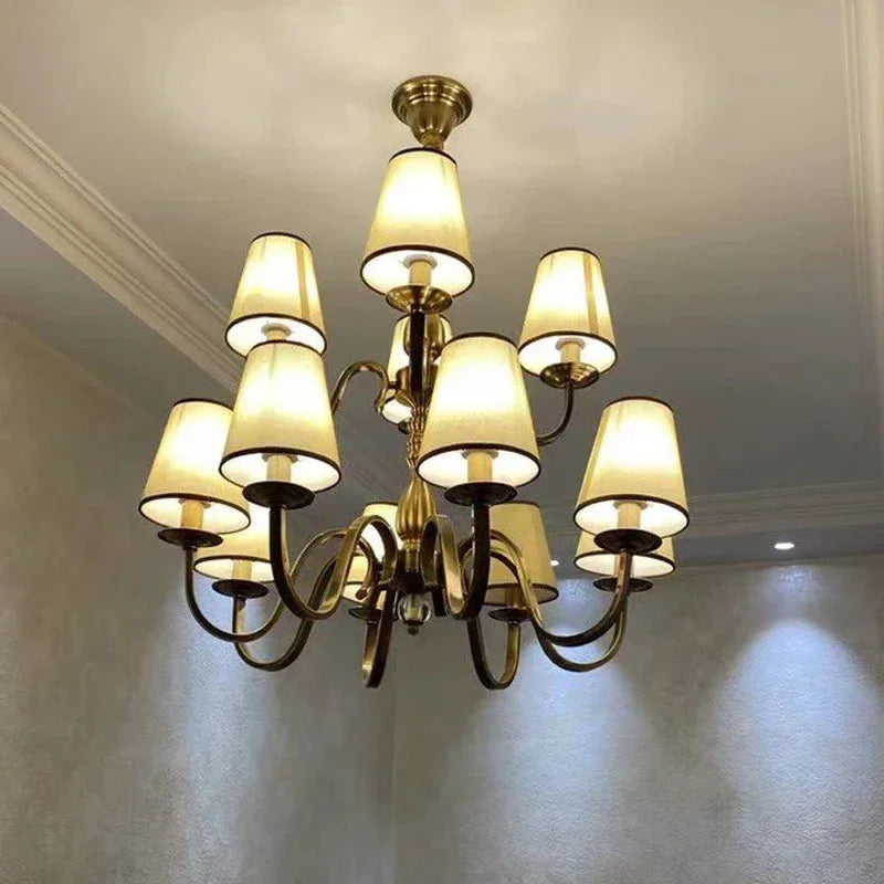 Shaded Chandelier inspiration photo, lit in the evening