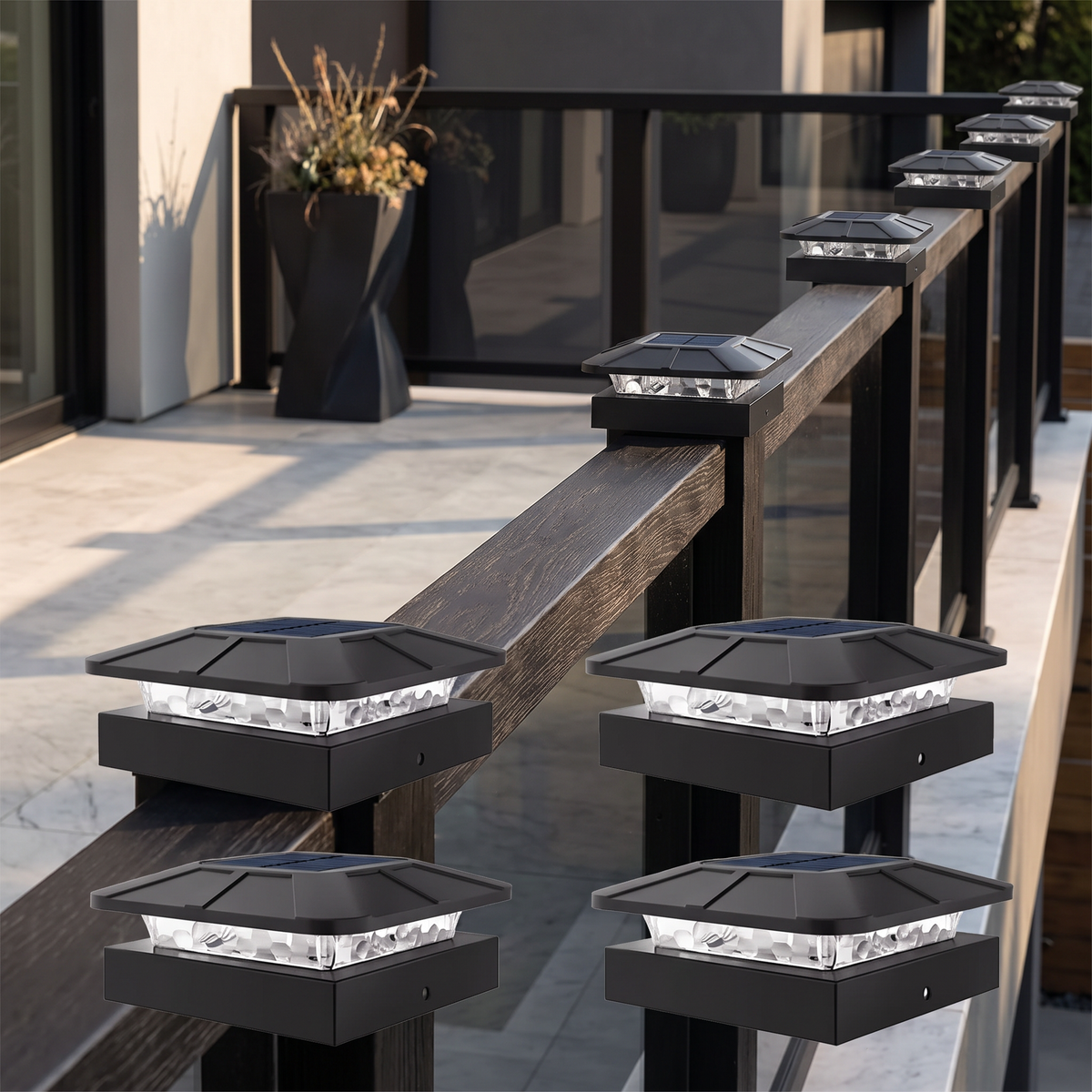Deck Posts lit in the evening, inspiration image