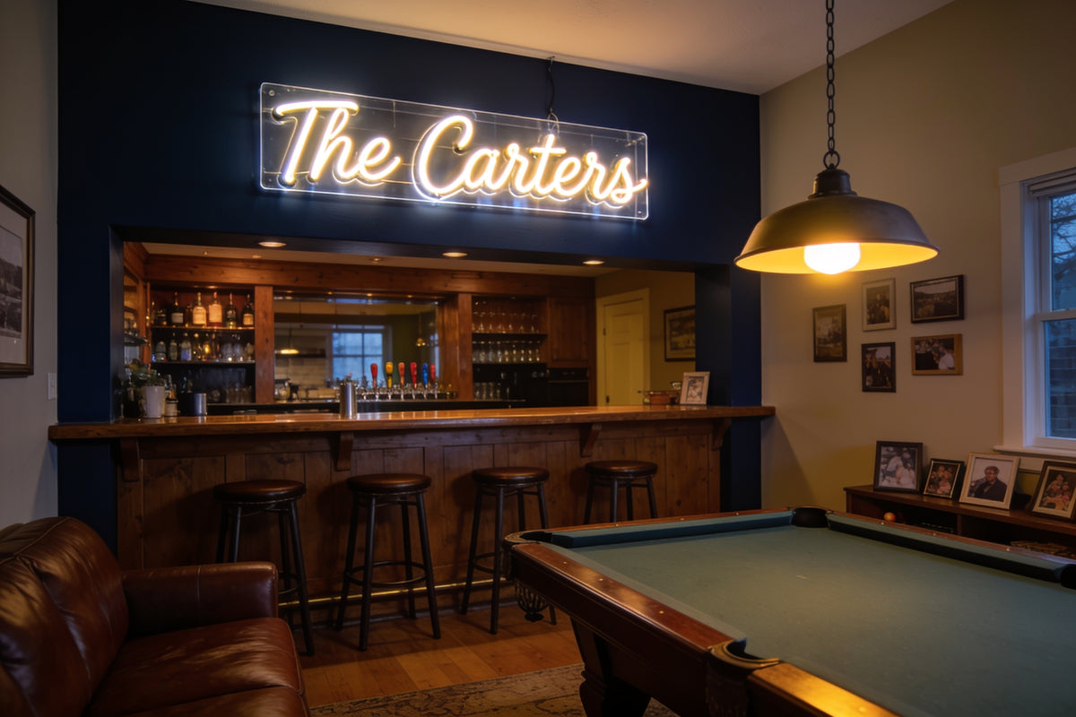 Home Bar lit in the evening, inspiration image