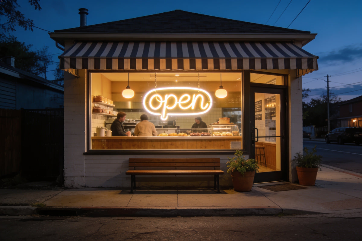 Shop Window lit in the evening, inspiration image