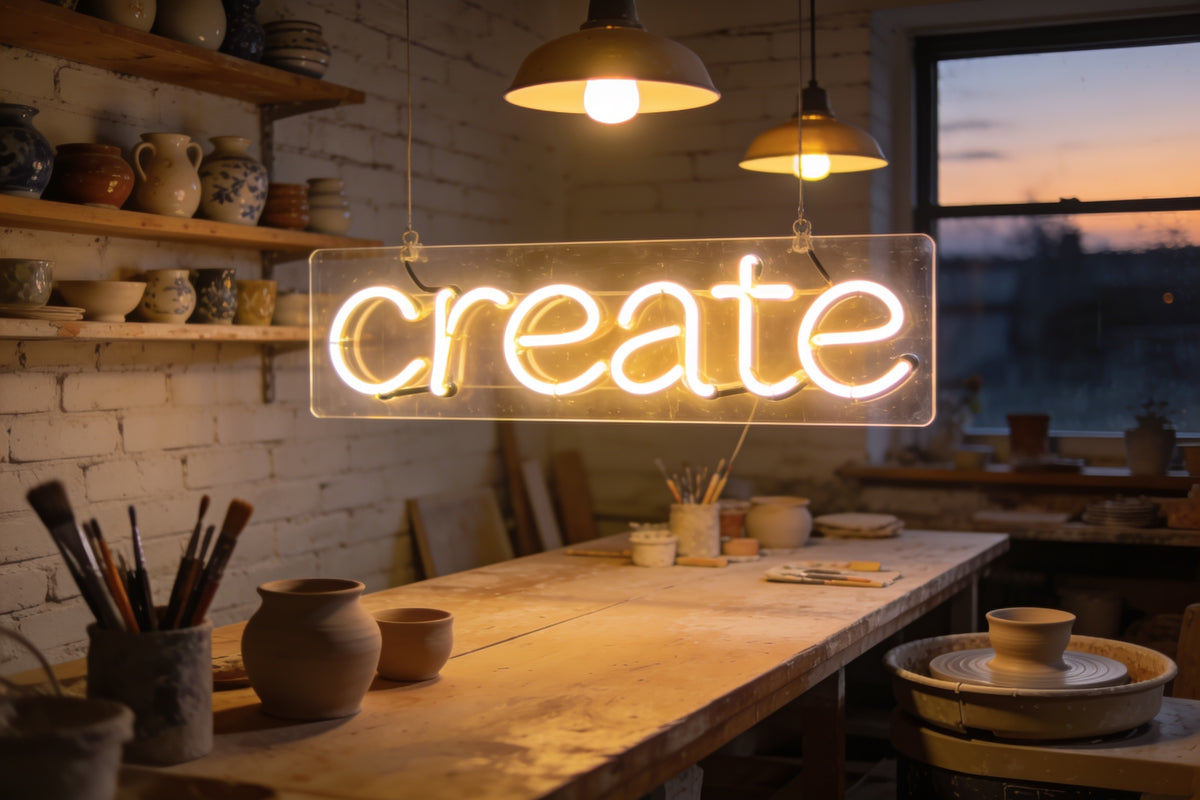 Creative Studio lit in the evening, inspiration image