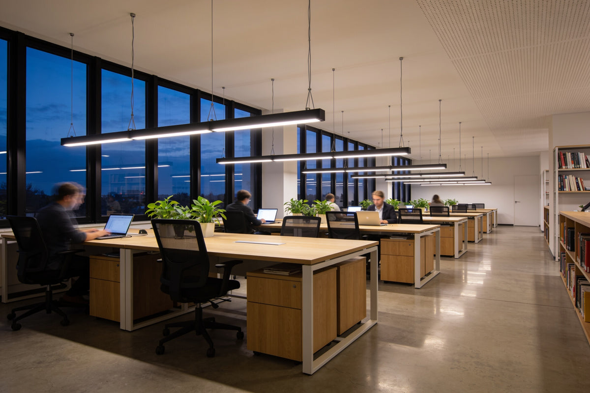 Open Workspace lit in the evening, inspiration image