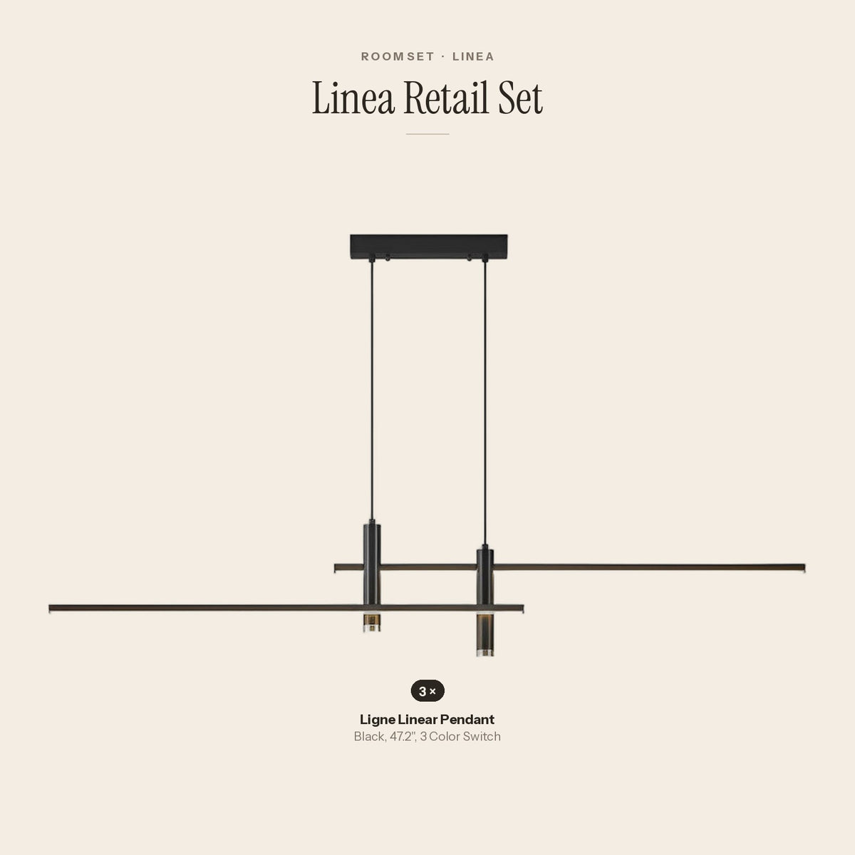 Linea Retail Set: 3 Ligne Linear Pendant
