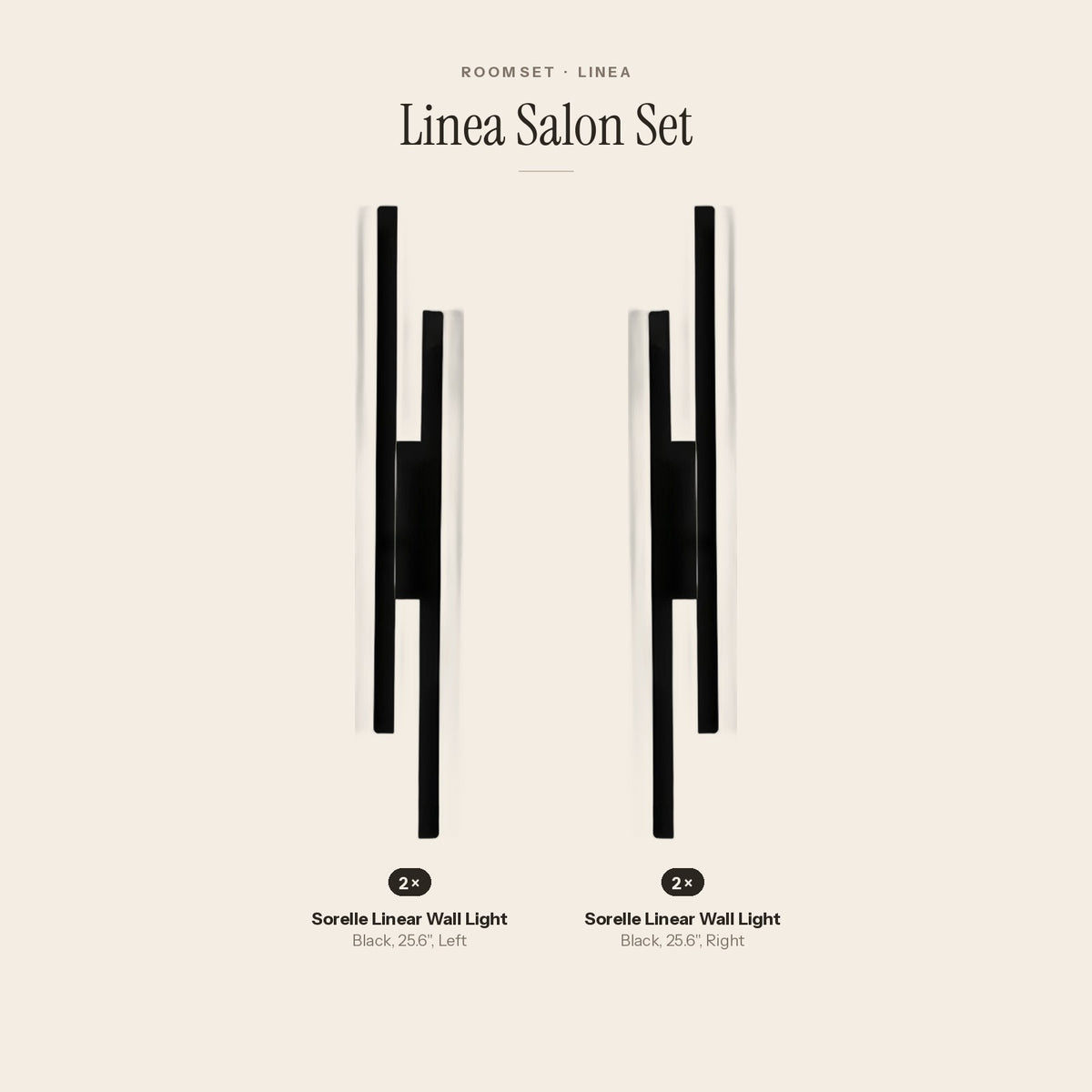 Linea Salon Set: 2 Sorelle Linear Wall Light, 2 Sorelle Linear Wall Light