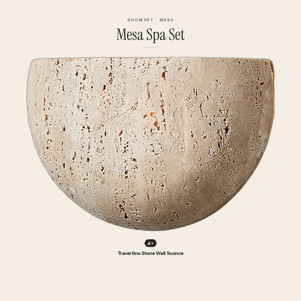 Mesa Spa Set: 4 Travertino Stone Wall Sconce
