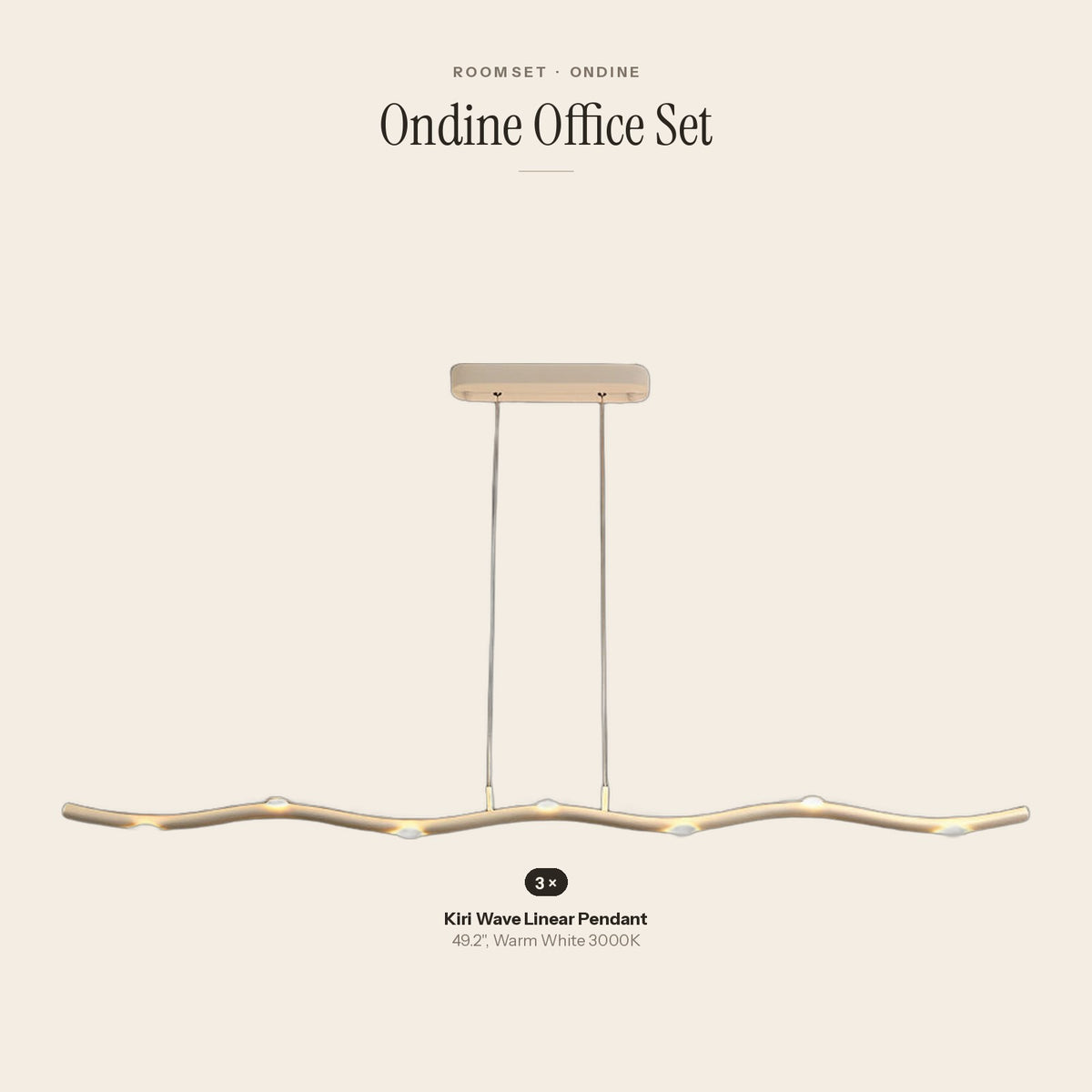Ondine Office Set: 3 Kiri Wave Linear Pendant