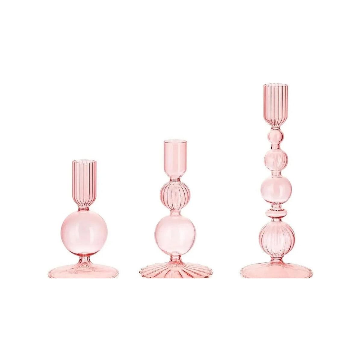 Wavy Glass Taper Candle Holders