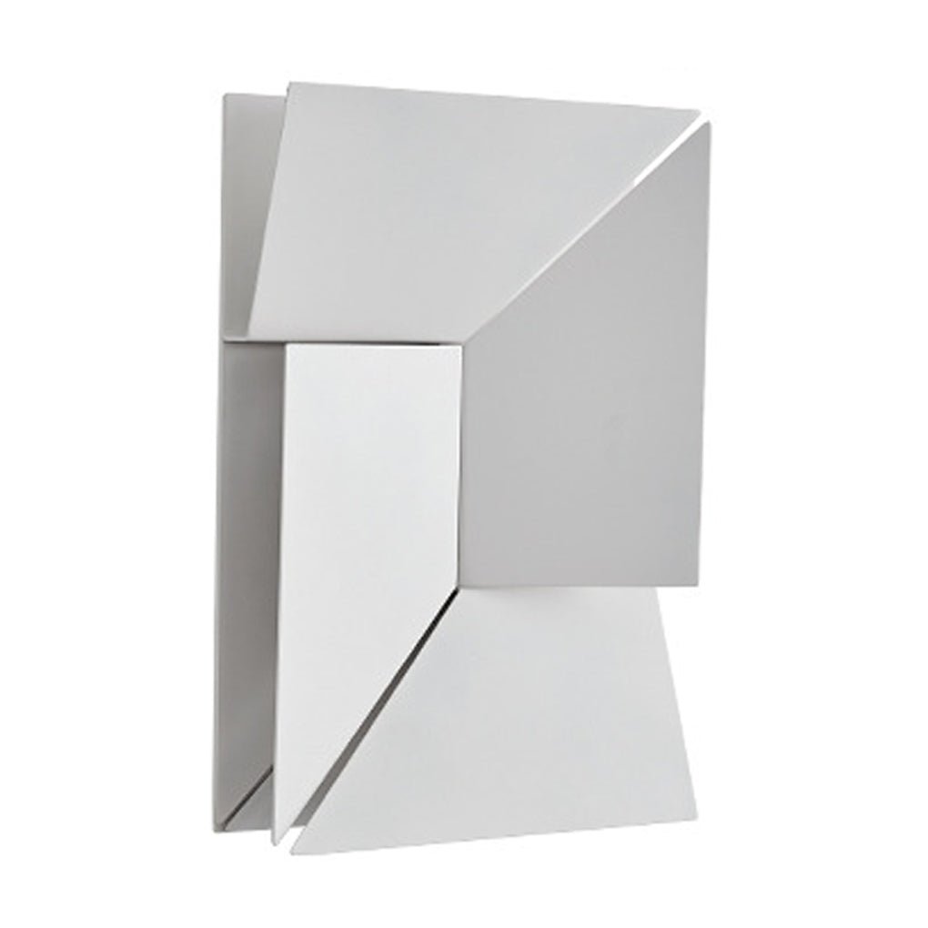 Folded Facet Wall Light, White Metal Sculptural LED Sconce