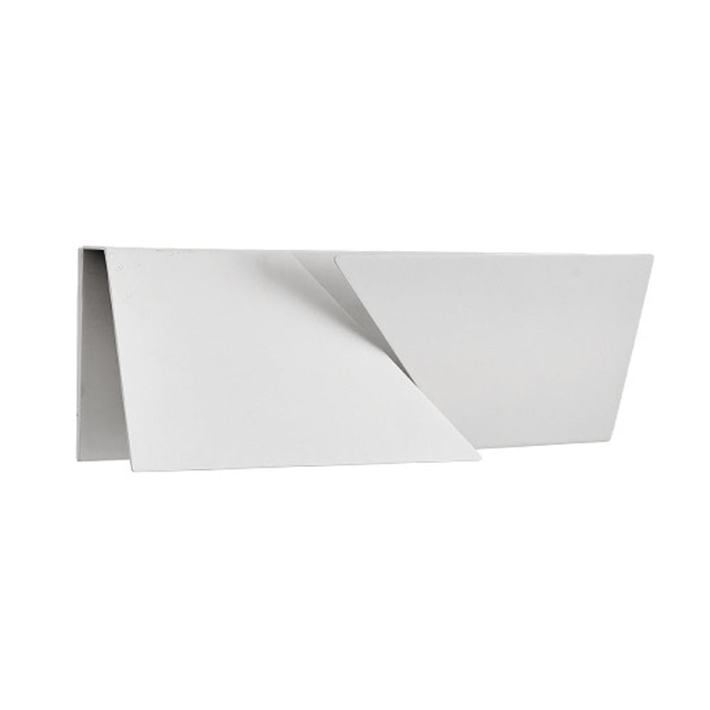 Folded Facet Wall Light, White Metal Sculptural LED Sconce