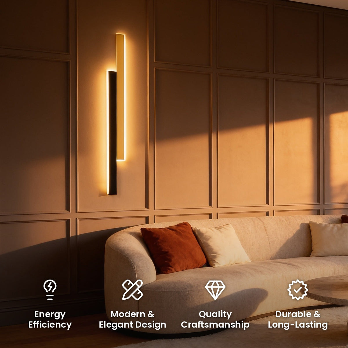 Double Strip Vertical Wall Light: energy efficiency, modern and elegant design, quality craftsmanship, durable and long-lasting