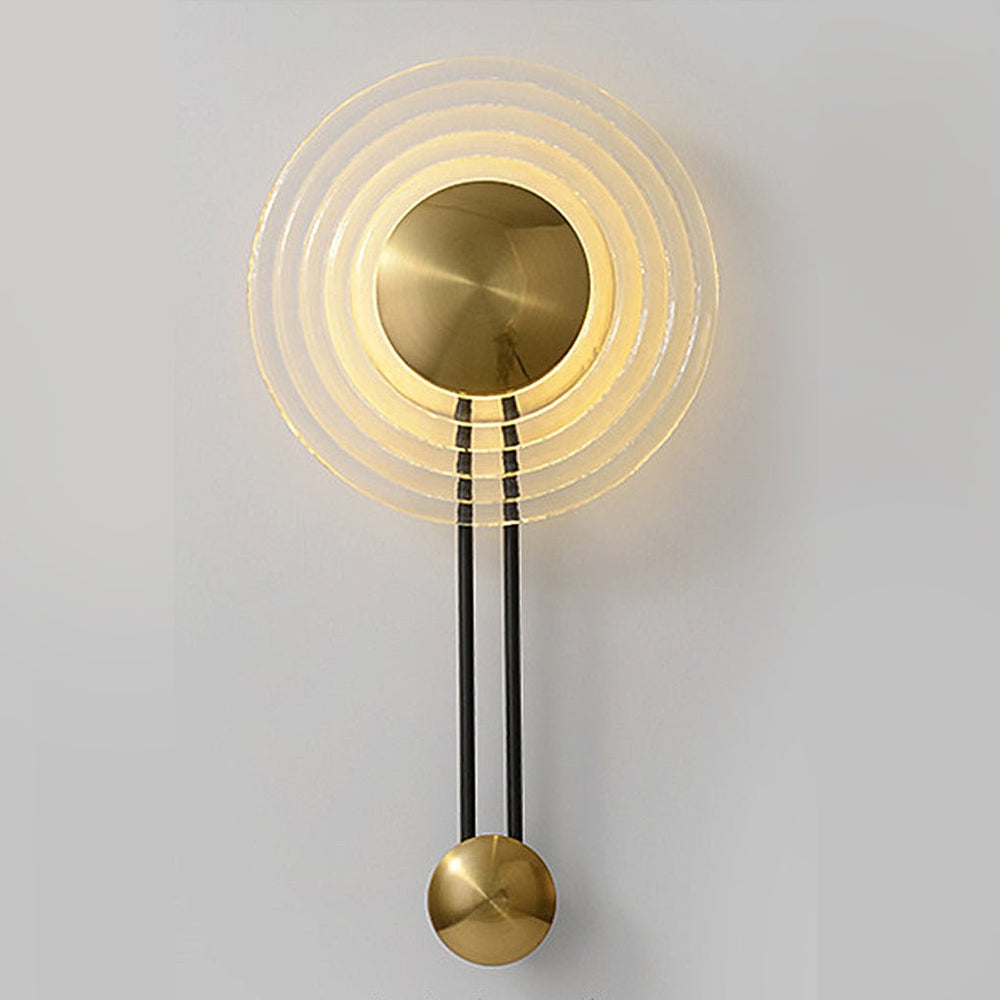Ripple Glass Disc Sconce, Brass Pendulum LED Wall Light