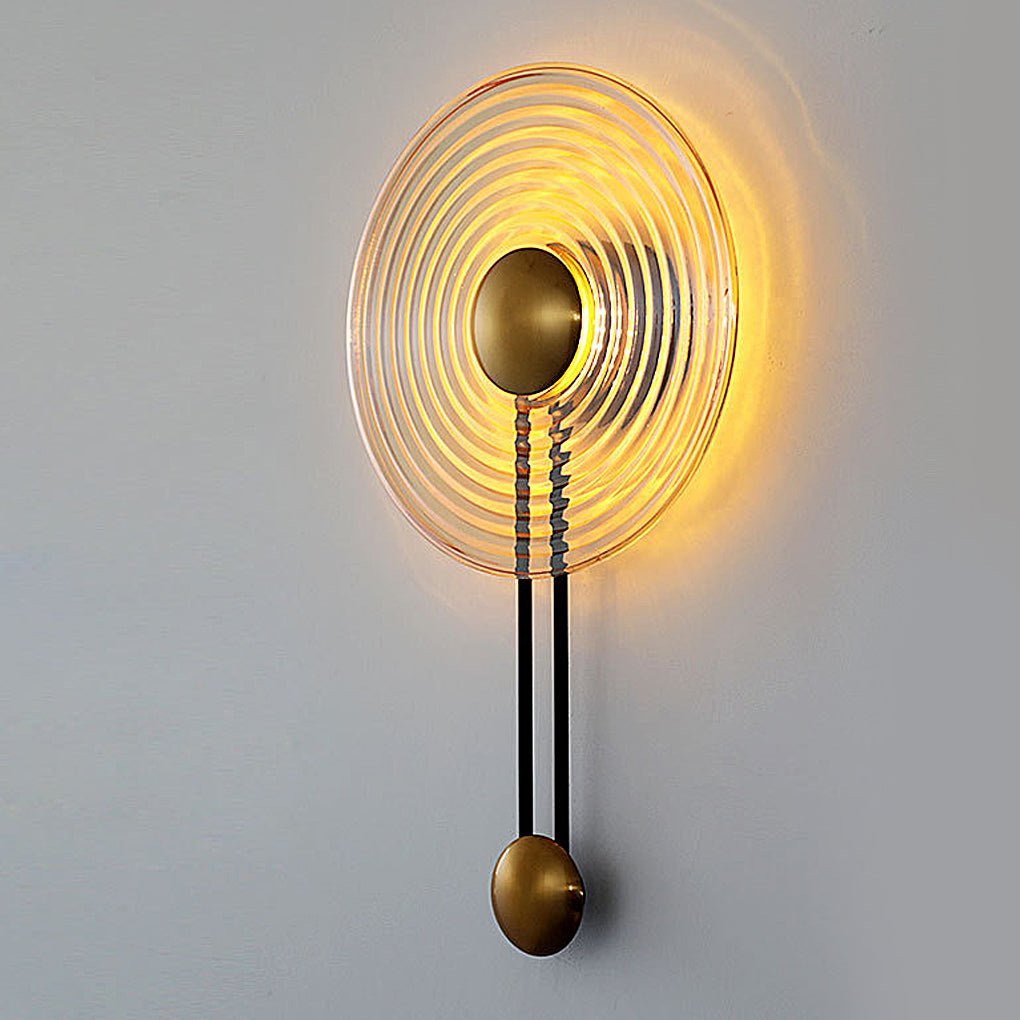 Ripple Glass Disc Sconce, Brass Pendulum LED Wall Light