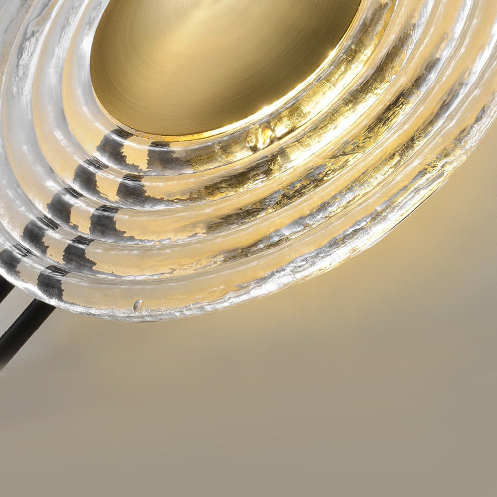 Ripple Glass Disc Sconce, Brass Pendulum LED Wall Light